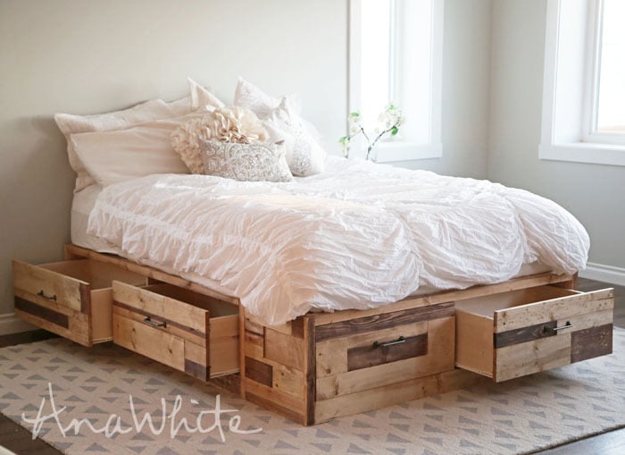 Homemade bed frame 2024 with storage